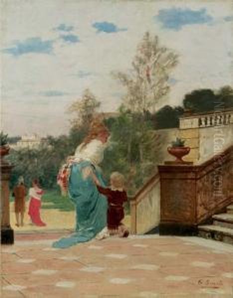 Passeggiata In Giardino Oil Painting by Giuseppe Sciuti