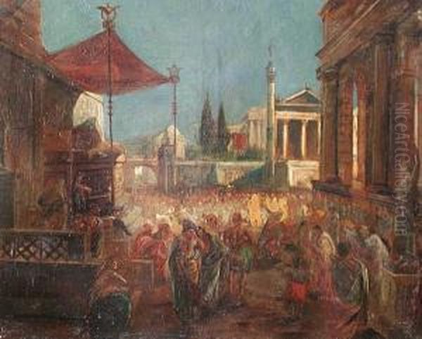 Roma Antica Con Figure Oil Painting by Giuseppe Sciuti