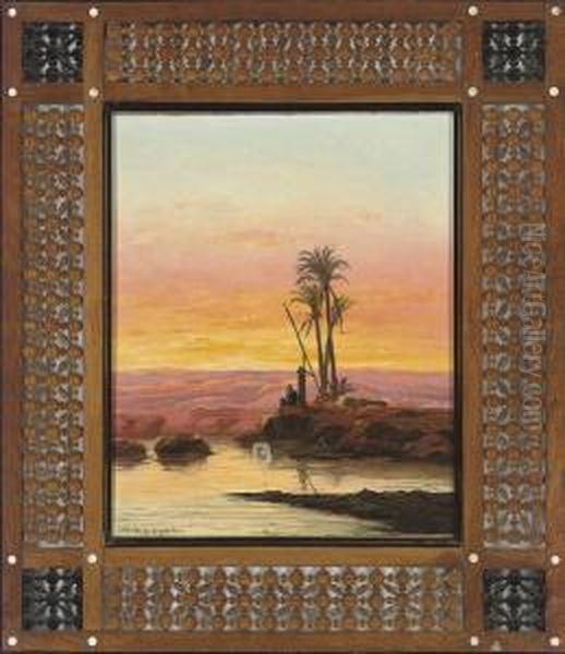 Dusk On The Nile Oil Painting by Antonio, Cavaliero Scognamiglio