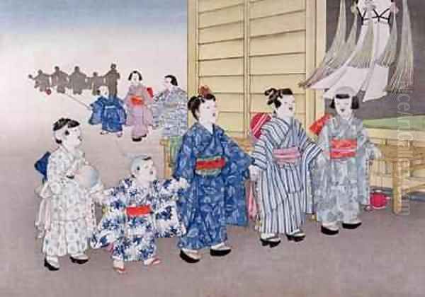 O Bon Festival from the series Childrens Games Oil Painting by Kobayashi Eitaku