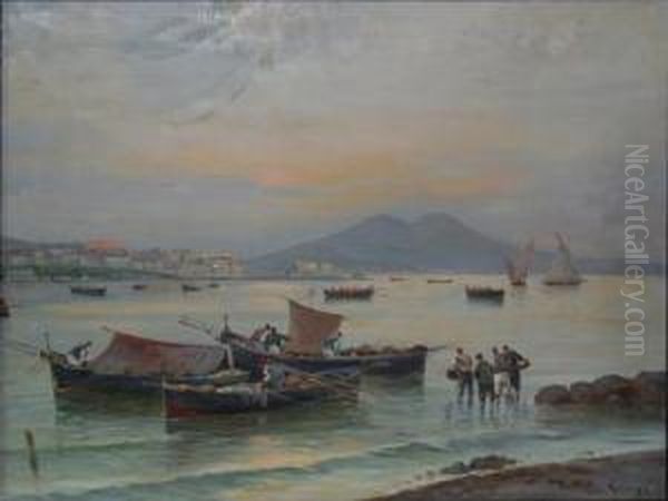 Marina Di Napoli Oil Painting by Raimpondo Scoppa