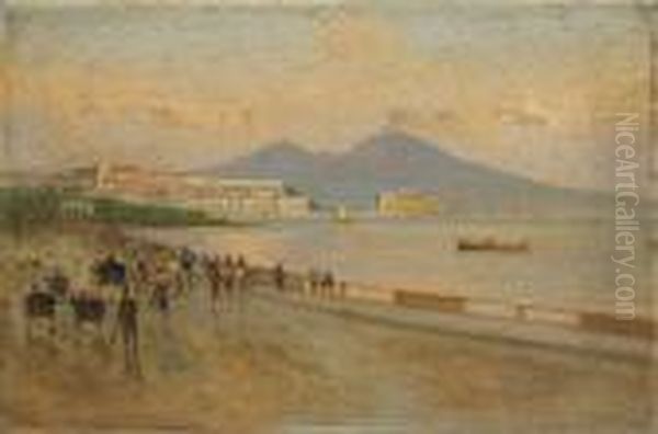 Due Vedute Di Napoli Oil Painting by Raimpondo Scoppa