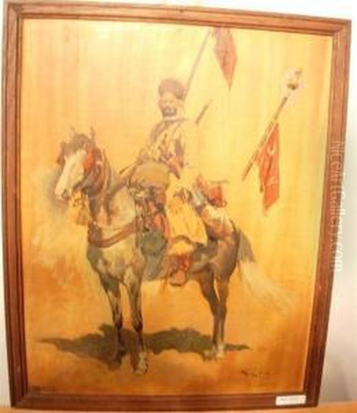 Berbere A Cheval. 1917 Oil Painting by Georges Bertin, Dit Scott De Plagnolles