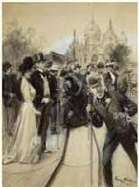 L'exposition Universelle De 1900 : Le Trottoir Roulant Oil Painting by Georges Bertin, Dit Scott De Plagnolles