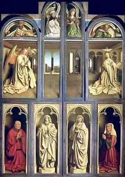 Exterior of Left and Right panels of The Ghent Altarpiece Oil Painting by Hubert & Jan van Eyck