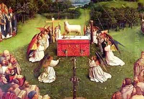 The Adoration of the Mystic Lamb from the Ghent Altarpiece Oil Painting by Hubert & Jan van Eyck