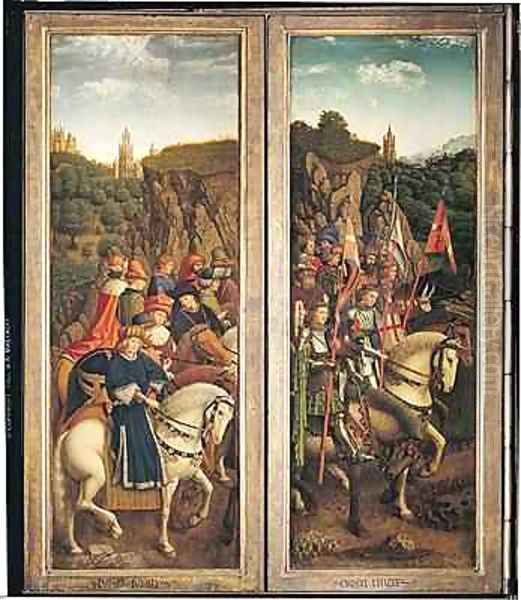 The Just Judges and the Knights of Christ Oil Painting by Hubert & Jan van Eyck