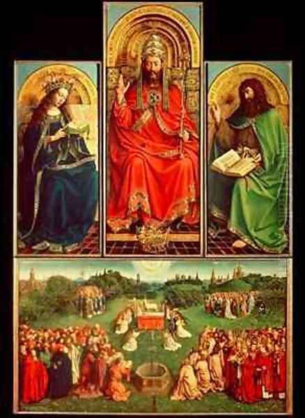 Ghent Altarpiece Central Panel Oil Painting by Hubert & Jan van Eyck