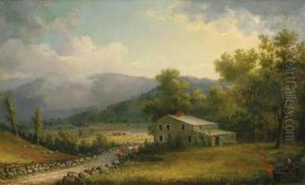 A New England Farm Oil Painting by John White Allen Scott