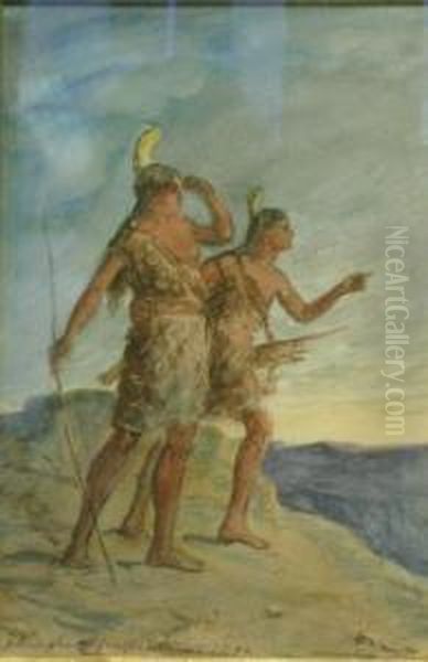 Two Indian Scouts, Walpi, Arizona Oil Painting by Julian Scott