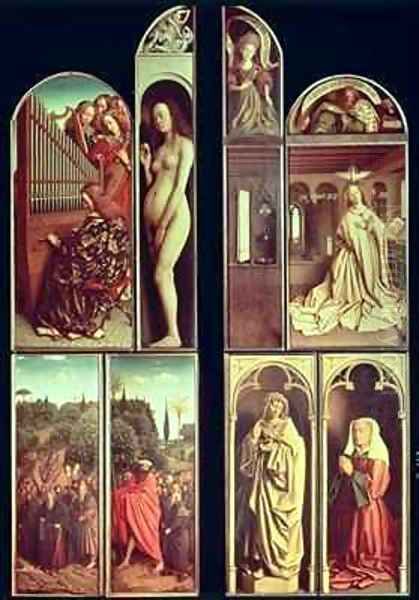 Right Panel interior and exterior of the Ghent Altarpiece Oil Painting by Hubert & Jan van Eyck