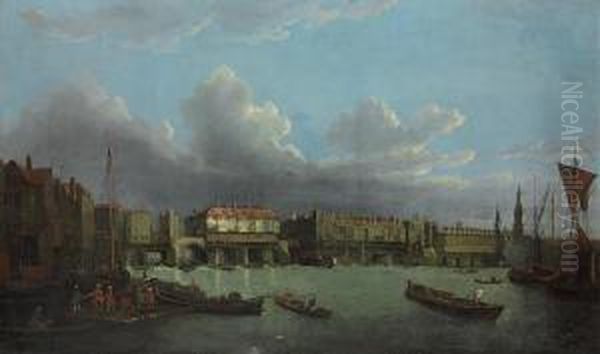 An Extensive View Of The Thames And The City Of London Oil Painting by Samuel Scott