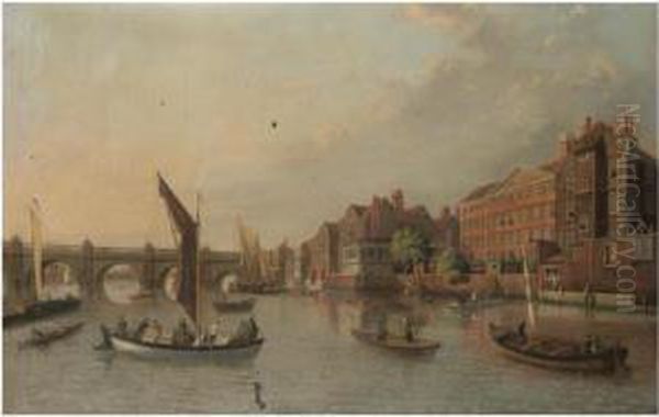 A View Of Old Westminster Bridge Oil Painting by Samuel Scott