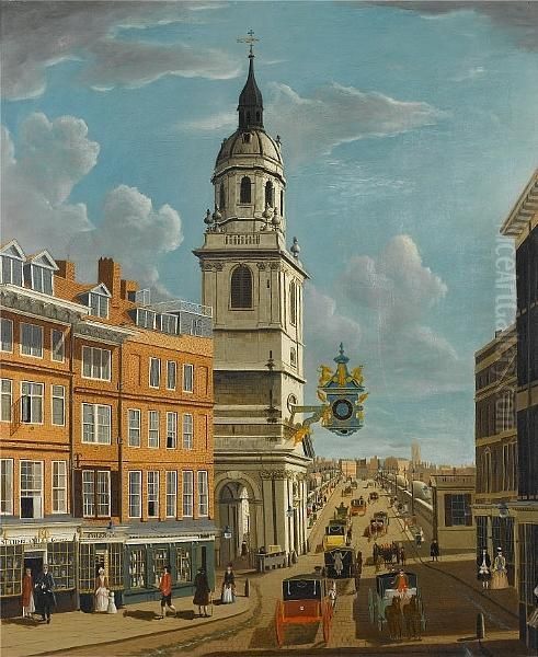 The Church Of Saint Magnus And Old London Bridge Oil Painting by Samuel Scott