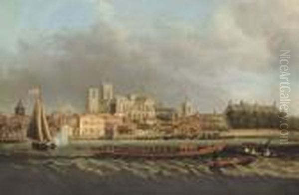 View Of Westminster From Lambeth Oil Painting by Samuel Scott