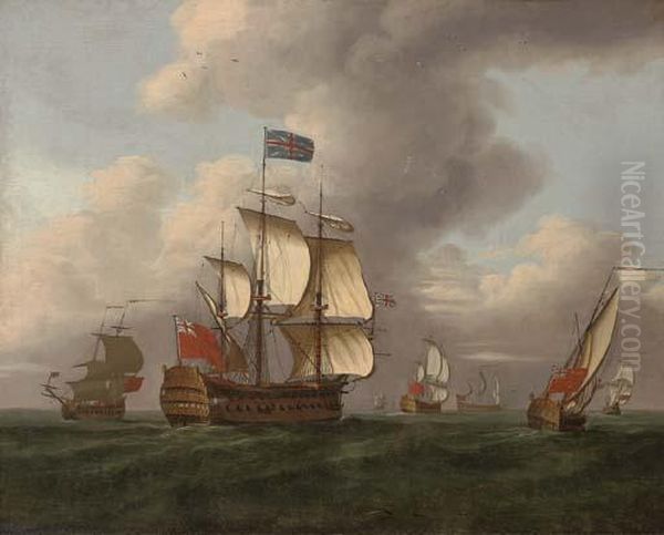 A Squadron Of The Red At Sea Oil Painting by Samuel Scott