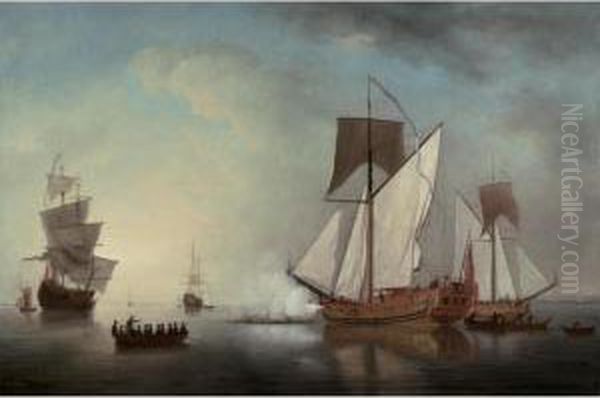 The Departure From England Of Francis, Duke Of Lorraine Oil Painting by Samuel Scott