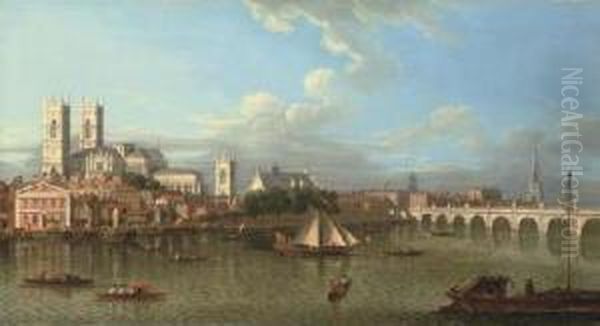 View Of Westminster From Lambeth, Across The River Thames Oil Painting by Samuel Scott