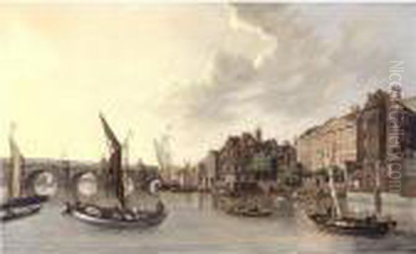 A View Of Westminster Bridge Oil Painting by Samuel Scott