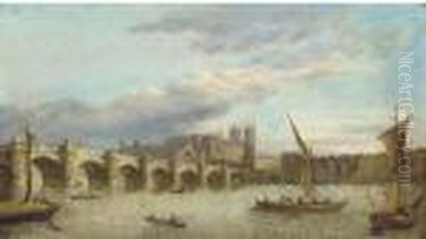 Vessels On The Thames Oil Painting by Samuel Scott