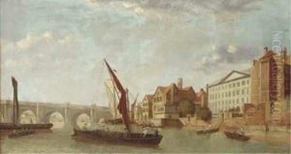 Old Westminster Bridge Oil Painting by Samuel Scott