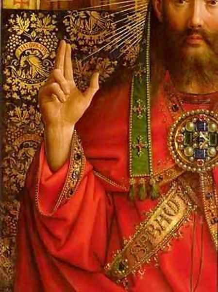 God the Father detail from the central panel of the Ghent Altarpiece Oil Painting by Hubert & Jan van Eyck