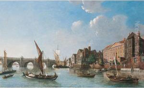 A View Of Westminster Bridge And Surrounding Buildings Oil Painting by Samuel Scott