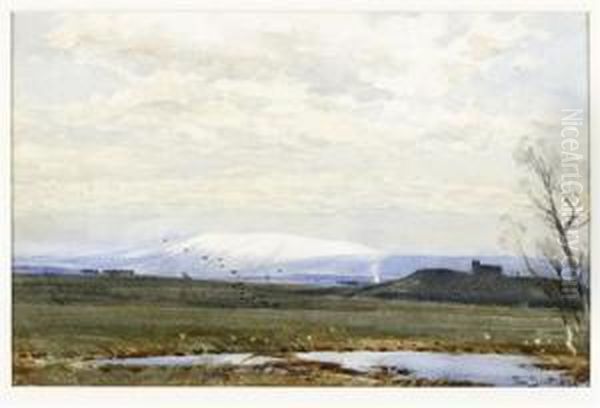 Hume Castle In Winter Oil Painting by Tom Scott