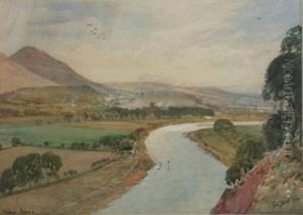 Melrose Abbey And The River Tweed Oil Painting by Tom Scott