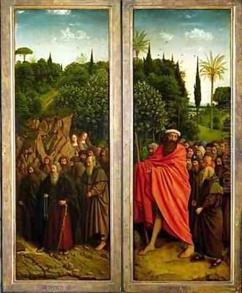 The Hermits and the Pilgrims Guided by St Christopher interior of right hand wing of The Ghent Altarpiece Oil Painting by Hubert & Jan van Eyck