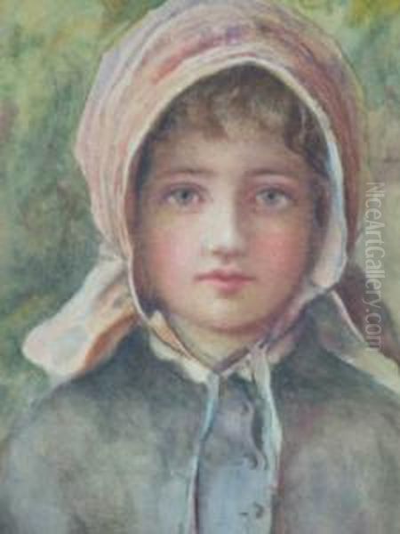 Rsa, -- 'the Pink Bonnet'; 
Watercolour, Signed With Monogram And Dated Indistinctly, 23x16cm Oil Painting by Tom Scott