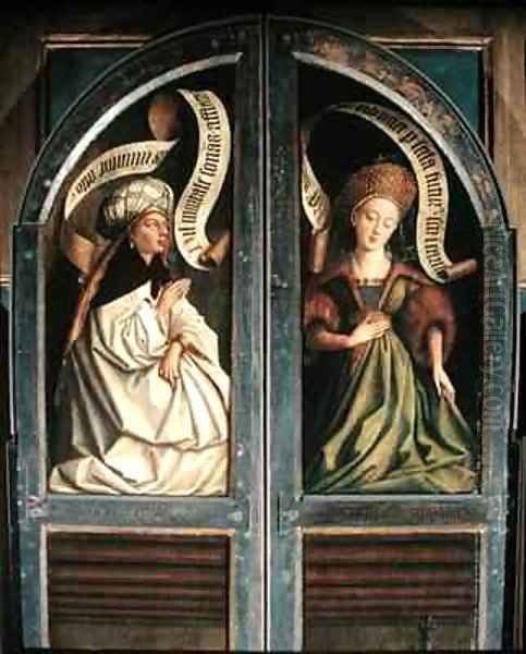 The Ghent Altarpiece The Erythrean Sibyl and the Cumaean Sibyl from the exterior of the two shutters Oil Painting by Hubert & Jan van Eyck