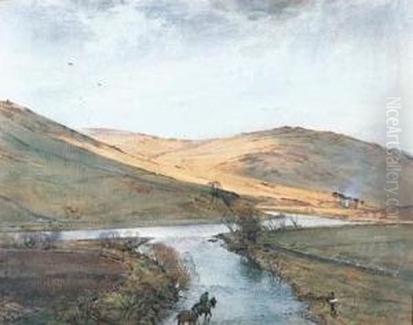 Ettrick At The Inch, Selkirk Oil Painting by Tom Scott