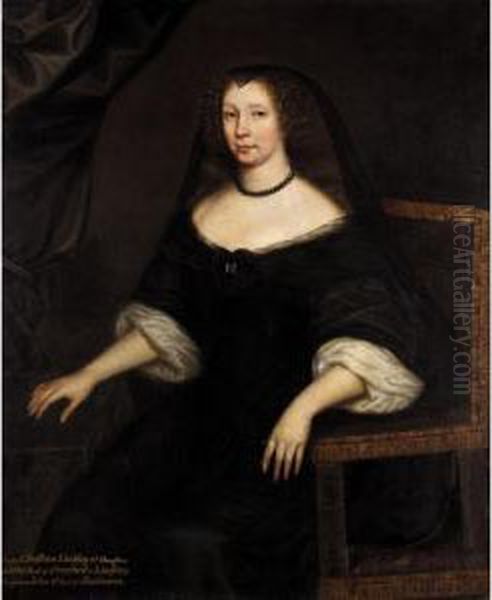 Portrait Of Lady Christian Lindsay, Wife Of John, 4th Earl Of Haddington Oil Painting by David Scougall