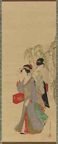 Beauties of the Seasons Summer Edo Period Oil Painting by Hosoda Eishi