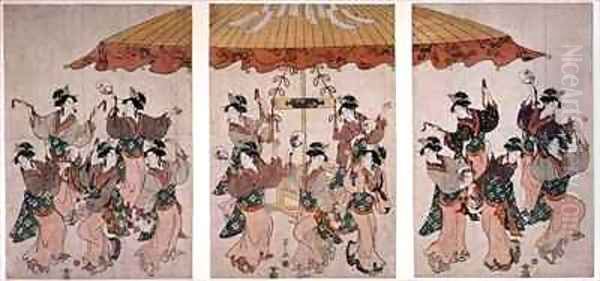 The Sumiyoshi Dance Oil Painting by Hosoda Eishi