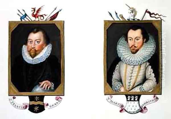 Double portrait of Sir Francis Drake and Sir Martin Frobisher from Memoirs of the Court of Queen Elizabeth Oil Painting by Sarah Countess of Essex