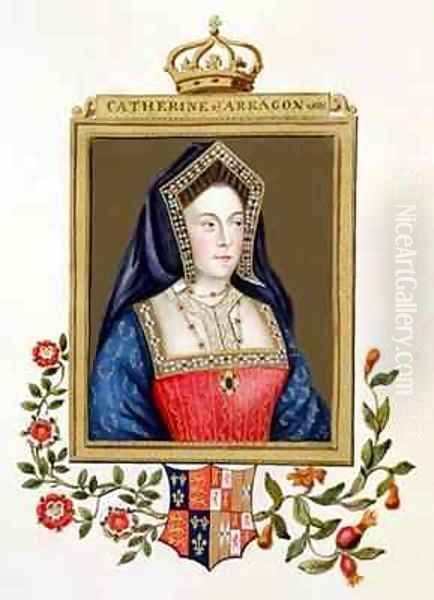 Portrait of Catherine of Aragon 1st Queen of Henry VIII from Memoirs of the Court of Queen Elizabeth Oil Painting by Sarah Countess of Essex