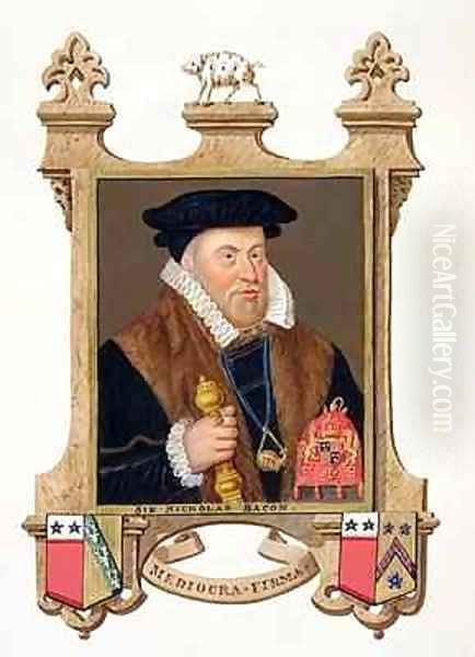 Portrait of Sir Nicholas Bacon from Memoirs of the Court of Queen Elizabeth Oil Painting by Sarah Countess of Essex