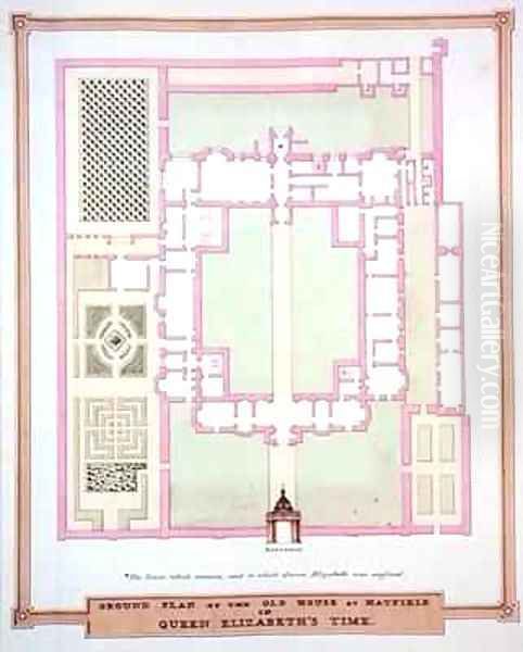 Ground Plan of the Old House at Hatfield in Queen Elizabeth's Time from Memoirs of the Court of Queen Elizabeth Oil Painting by Sarah Countess of Essex