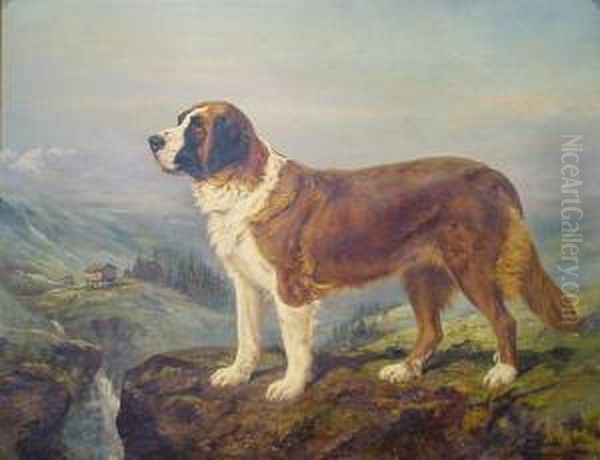 King Of The Mountains (saint Bernard) Oil Painting by Allen Culpepper Sealey