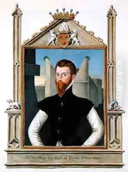 Portrait of Edward Courtenay Last Earl of Devonshire from Memoirs of the Court of Queen Elizabeth Oil Painting by Sarah Countess of Essex