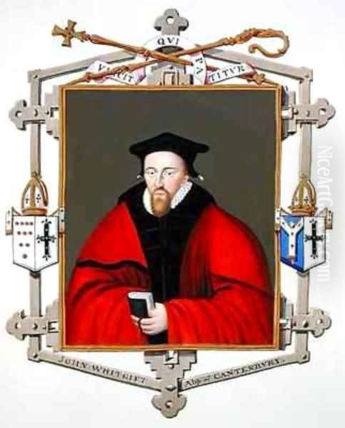 Portrait of John Whitgift Archbishop of Canterbury from Memoirs of the Court of Queen Elizabeth Oil Painting by Sarah Countess of Essex