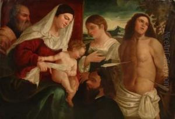 Sainte Famille Et Saint Sebastien Oil Painting by Sebastiano Del Piombo