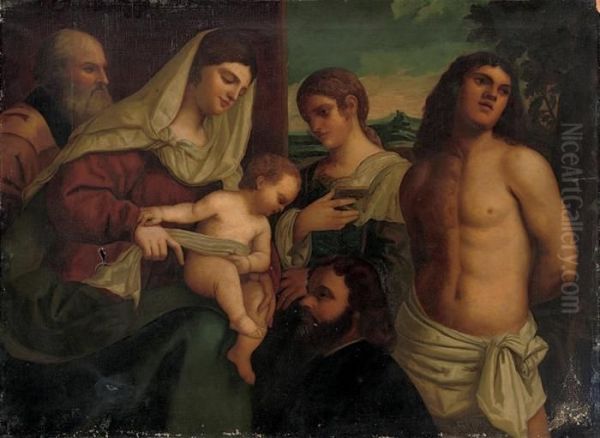 The Holy Family With Saint Catherine Oil Painting by Sebastiano Del Piombo