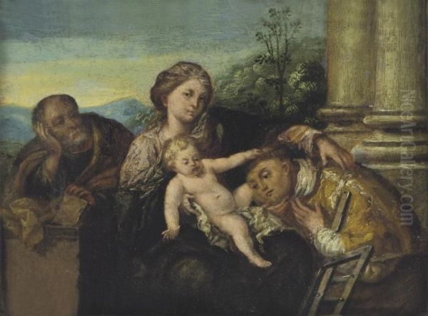 The Holy Family With Saint Laurence Oil Painting by Sebastiano Del Piombo