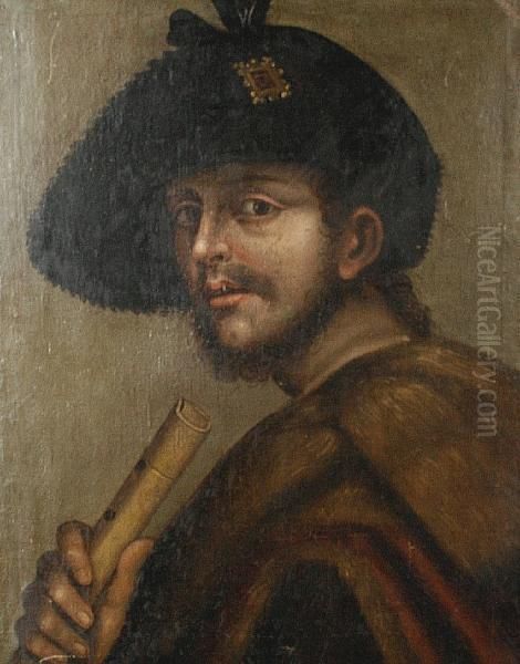 A Young Shepherd With A Flute Oil Painting by Sebastiano Del Piombo