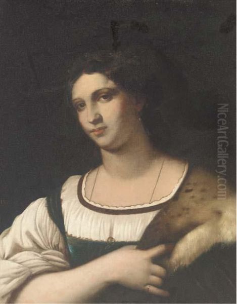 Portrait Of A Lady, Bust-length, With A Fur Cape Oil Painting by Sebastiano Del Piombo