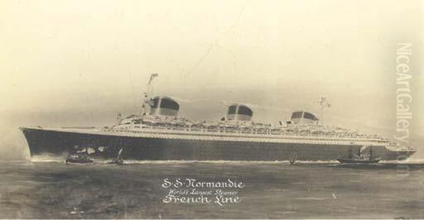 The S.s. Normandie Headed Out by Albert Sebille