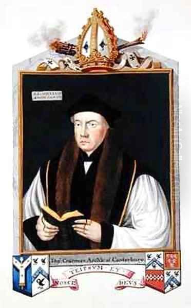 Portrait of Thomas Cranmer 1489-1556 Archbishop of Canterbury from Memoirs of the Court of Queen Elizabeth Oil Painting by Sarah Countess of Essex